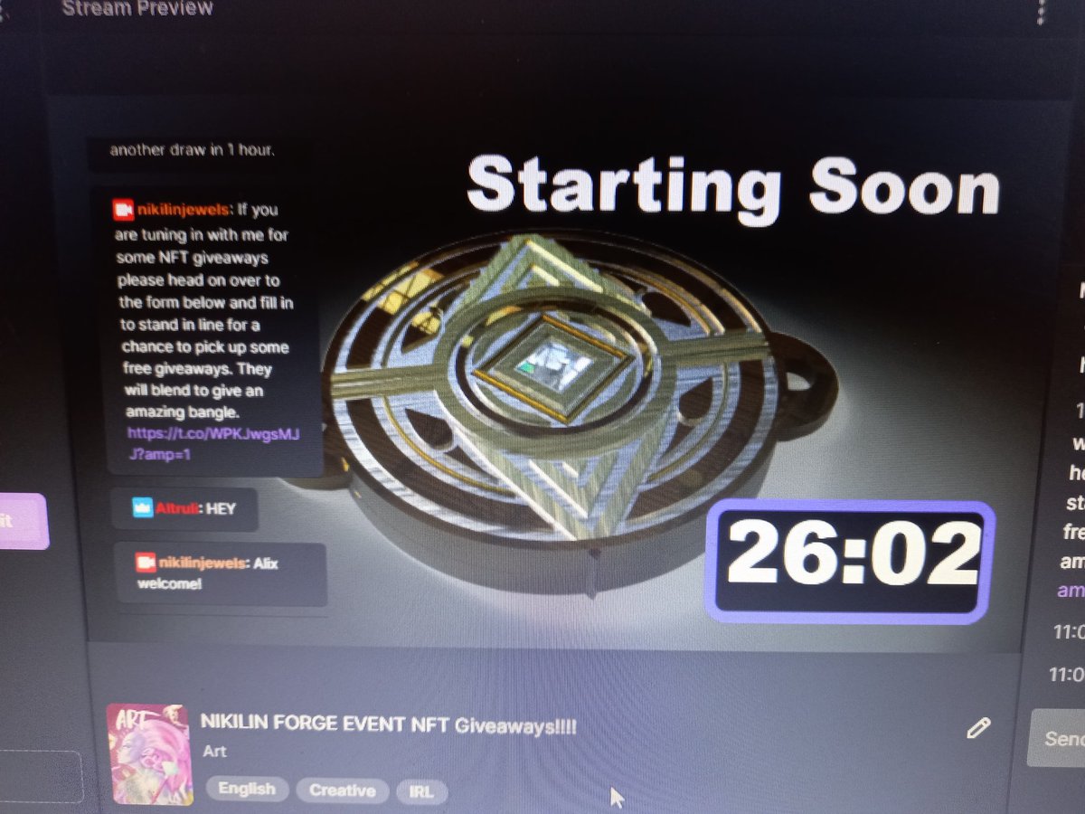 NikilinNFTjewel's tweet photo. https://t.co/uyoaFWeId7 come on in guys pop in say hi. ππ see who is our next winner. LETS GOOOO π #twitch #streaming #NFT #win #QueenSlaying https://t.co/NbF0UZDFre