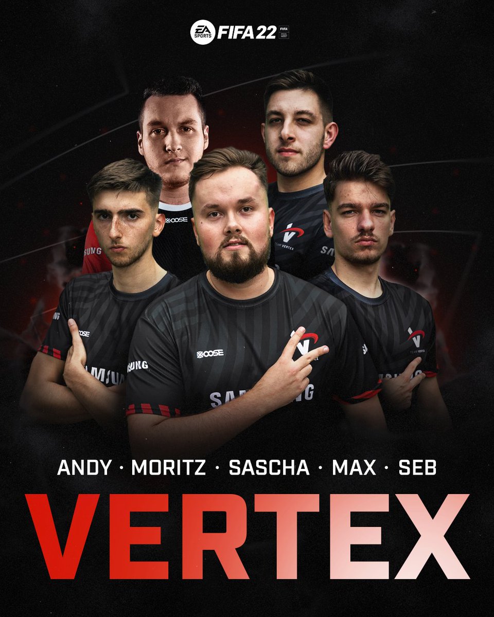Team Vertex (@vrtexde) on Twitter photo We are proud to present you our new Team for this #FIFA22 Season!💥🔥
⭐ <a href="/ATTAAACK7/">Vertex AttacK</a>
⭐ <a href="/erdiplayz/">Max Erdmann</a>
⭐ <a href="/mrzplayz/">Moritz Mäde</a>
⭐ @NoTimeFIFA
⭐ <a href="/Seb_LuDo/">VerteX-LuDo 🕗</a>
See u on the pitch! 🎮⚽️ We are proud to present you our new Team for this #FIFA22 Season!💥🔥
⭐ <a href="/ATTAAACK7/">Vertex AttacK</a>
⭐ <a href="/erdiplayz/">Max Erdmann</a>
⭐ <a href="/mrzplayz/">Moritz Mäde</a>
⭐ @NoTimeFIFA
⭐ <a href="/Seb_LuDo/">VerteX-LuDo 🕗</a>
See u on the pitch! 🎮⚽️