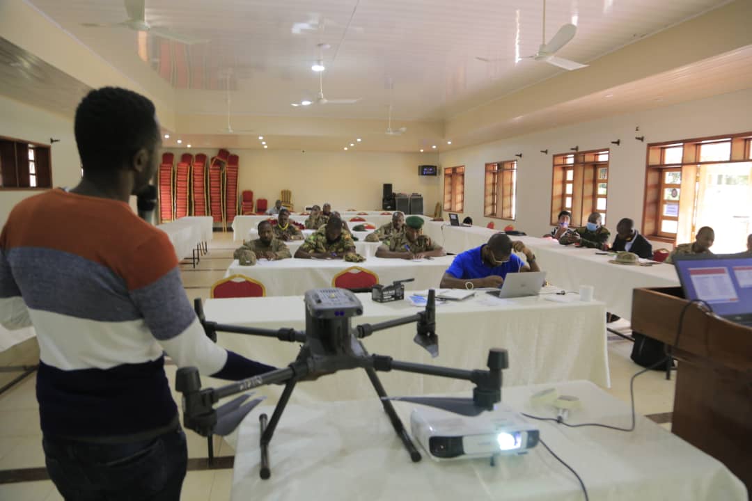 The GIC Team showcasing to Uganda Wildlife Authority how to integrate Drone technology into Smart technology workflows.