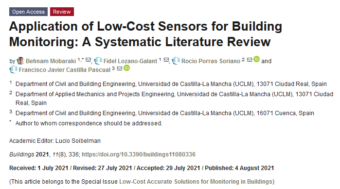 Buildings_MDPI's tweet photo. #mdpibuildings #Review
📢Application of #LowCostSensors for #BuildingMonitoring: A Systematic Literature Review, by Behnam Mobaraki et al.
👉Please read at: https://t.co/ytQOPJY9L8
👉More related articles: https://t.co/9NHA7tM3XW https://t.co/PGxGNk2zuM