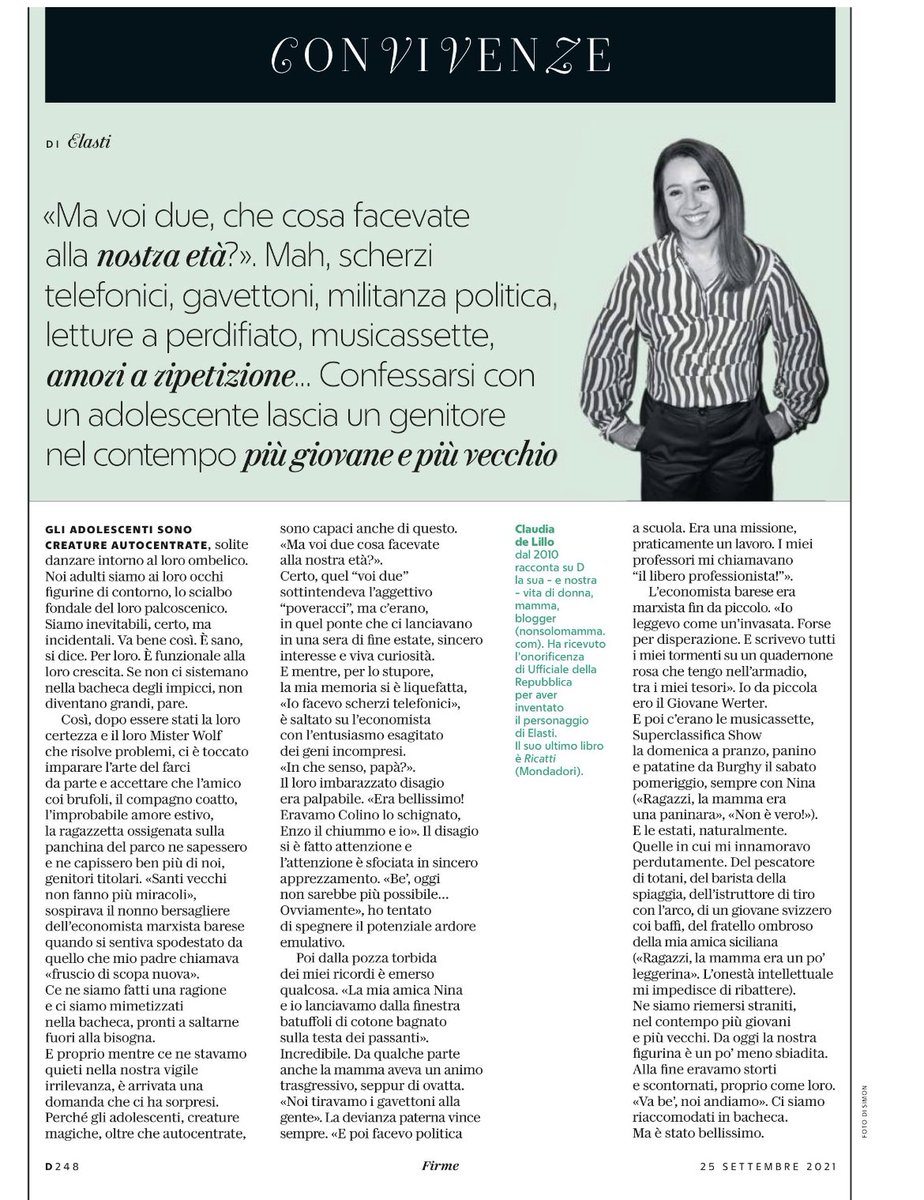 nonsolomamma's tweet photo. Aggiornamenti dalla bacheca.
#elastirubrica su D La Repubblica di sabato scorso. https://t.co/olSRhjDcJa