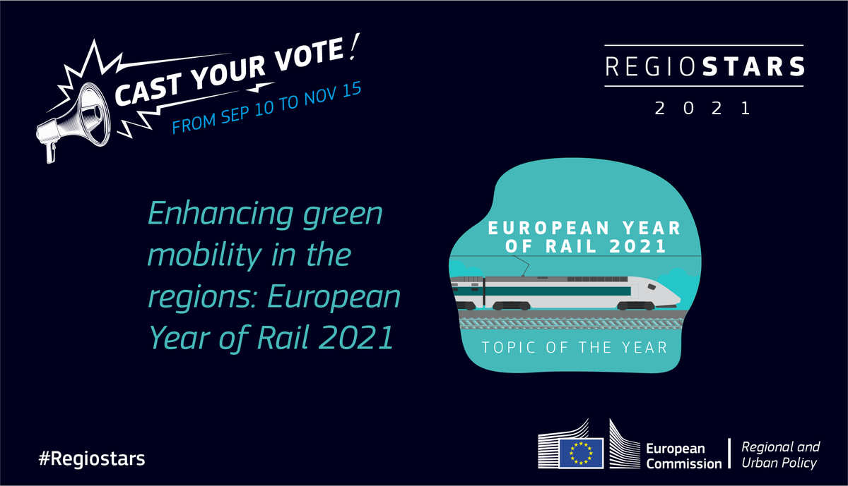 EUinmyRegion's tweet photo. Are you a green🟢traveller🚵🛤️🚋?
Vote🗳️ for your favourite #RegioStars finalists in the green mobility🚉#EUYearofRail category!⤵️
https://t.co/79Jb1cFVFA
More on #CohesionPolicy funding for major #transportinfrastructures in 🇪🇺#EURegions⤵️
https://t.co/fKoNHEk1Lc
#EUGreenDeal https://t.co/w0lGote1s1