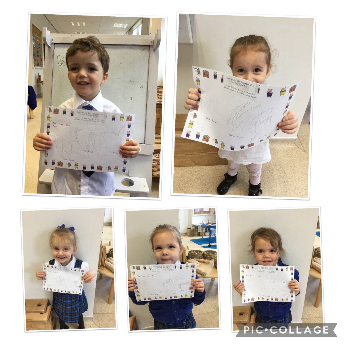 holycrosssthel1's tweet photo. Nursery have created some beautiful drawings of the 3 pigβs houses βοΈπ·π·π·π #Nursery #markmakingmatters #Literacy #TheThreeLittlePigs https://t.co/J0NF2VjqXO