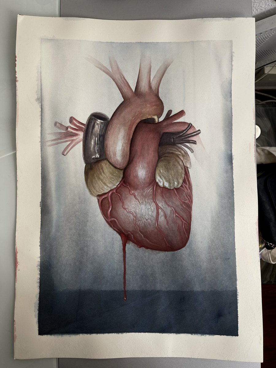 pabloash's tweet photo. “Todavía” watercolor on Saunders https://t.co/q2CskqrTLz