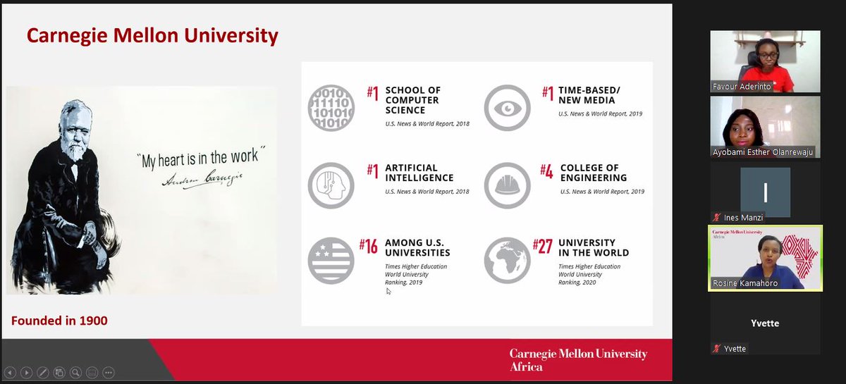 Last Saturday the <a href="/witcmuafrica/">Women in Tech CMU Africa</a> hosted a virtual graduate info session for women intrested in applying to <a href="/cmu_africa/">Carnegie Mellon University Africa</a> . The program will run until early December. More info on the next sessions soon. Keep in touch!