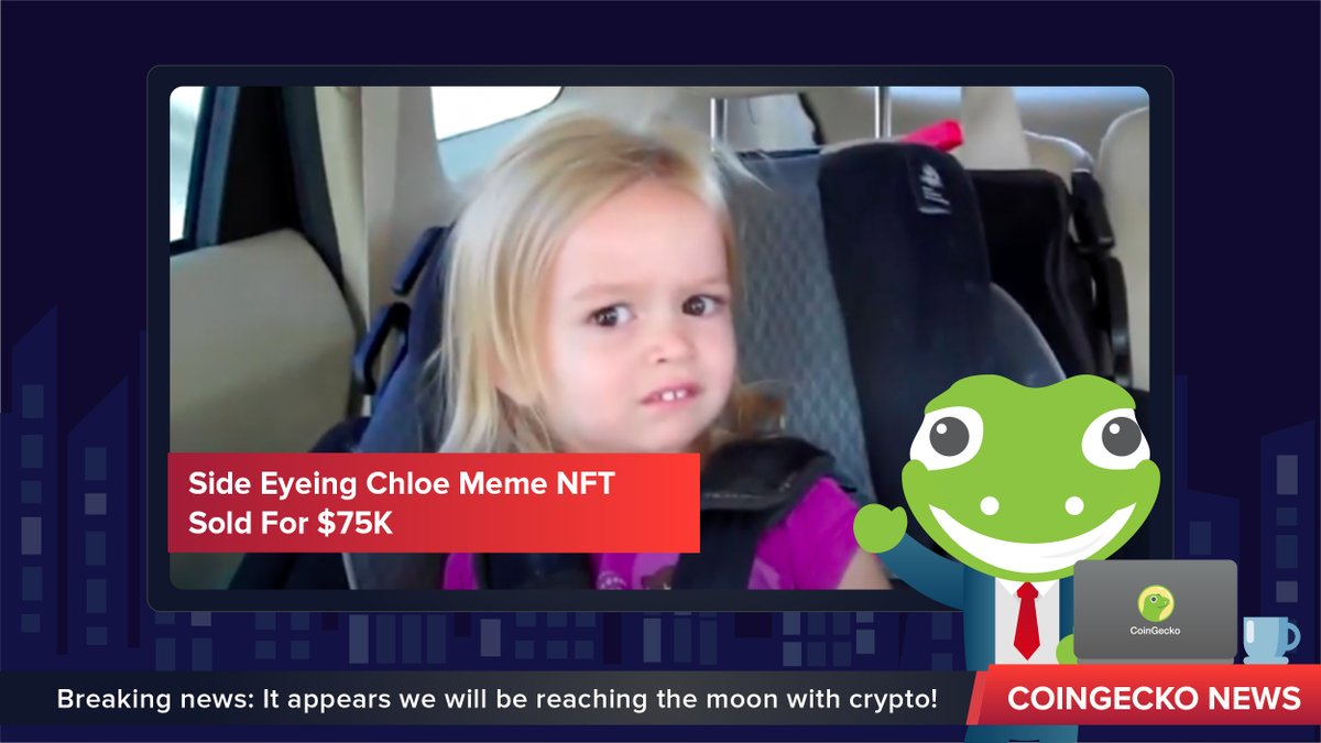 coingecko's tweet photo. Side Eyeing Chloe meme NFT was sold to @3fmusic, a Dubai music production company that has been collecting NFTs.

Chloe’s family currently do not plan to convert their $ETH to cash in expectation of appreciating value.

https://t.co/okyzSELkKO https://t.co/rRaG1SMo2h
