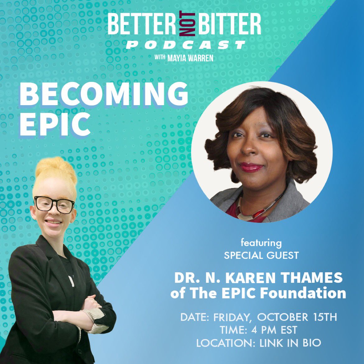 marebearcares14's tweet photo. My incredibly dedicated boss the executive director and founder of EPIC Together - Empowering People with Invisible Chronic Illness Dr. N Karen Thames will be speaking on a Podcast  entitled #betternotbitter #youarenotalone #togetherwearestronger #togetherweareEPIC https://t.co/nUj8VzOXsA