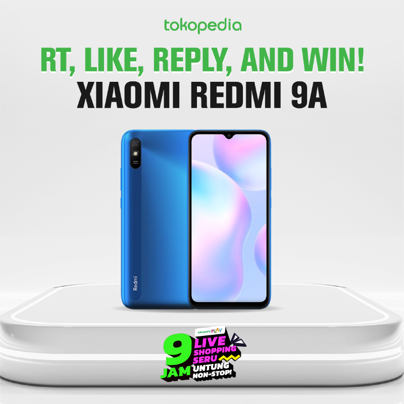 tokopedia's tweet photo. 🎉MENANGKAN XIAOMI REDMI 9A🎉

1. Follow @Tokopedia
2. RT dan Like Tweet ini
3. Reply dengan hashtag #9JamLiveShoppingSeru #TokopediaPlay  SEBANYAK-BANYAKNYAAA~!

Semangatt!!💚💚💚