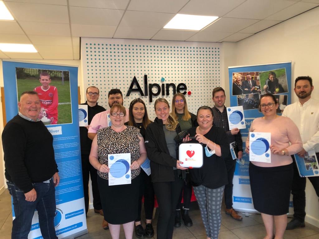 TheOKFoundation's tweet photo. We are pleased to say Alpine Fire Engineers in Bury, now have their very own Defibrillator on site and staff have successfully been trained in how to use it 👏🏼💙 https://t.co/CzpP6zNo6Q