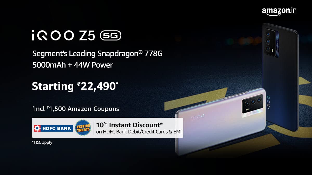 amazonIN's tweet photo. The moment is here. Introducing Fully Loaded #iQOOZ5 with Snapdragon 778G 5G, 5000 mAh Battery, 44W FlashCharge and much more.

Sale Starts from 3rd October.
Early access for prime members.

@amazonIN  @IqooInd 
#FullyLoaded #AmazonSpecials

Visit: https://t.co/KPHEehnZwi https://t.co/gtXRjctVgw