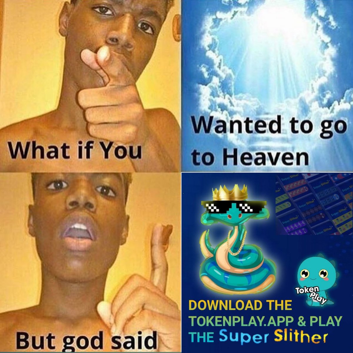 Rt1Mind's tweet photo. @Tokenplay2 My entry ๐
God said aah :)๐๐๐
Very interesting platform ๐Join friends ๐
@SilentK66590436
@KaviJanu3
@VishalKam3
#Tokenplay #SuperSlither #memecontest https://t.co/ARkB1VmjrC