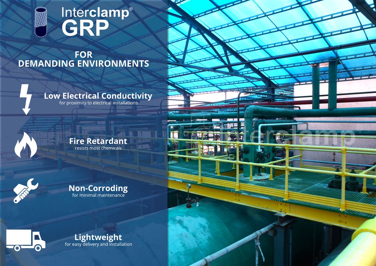 Interclamp's tweet photo. Interclamp GRP - designed for more demanding applications.
โ
Robust, impact-resistant material
โ
Non-corrosive
โ
Fire Retardant
โ
Resists most chemicals
And many more features.... ๐ https://t.co/Ww4o6QNZc8
#grp #industrial #modular #keyclamp #workersafety #workplacesafety https://t.co/AjzqxzAapO