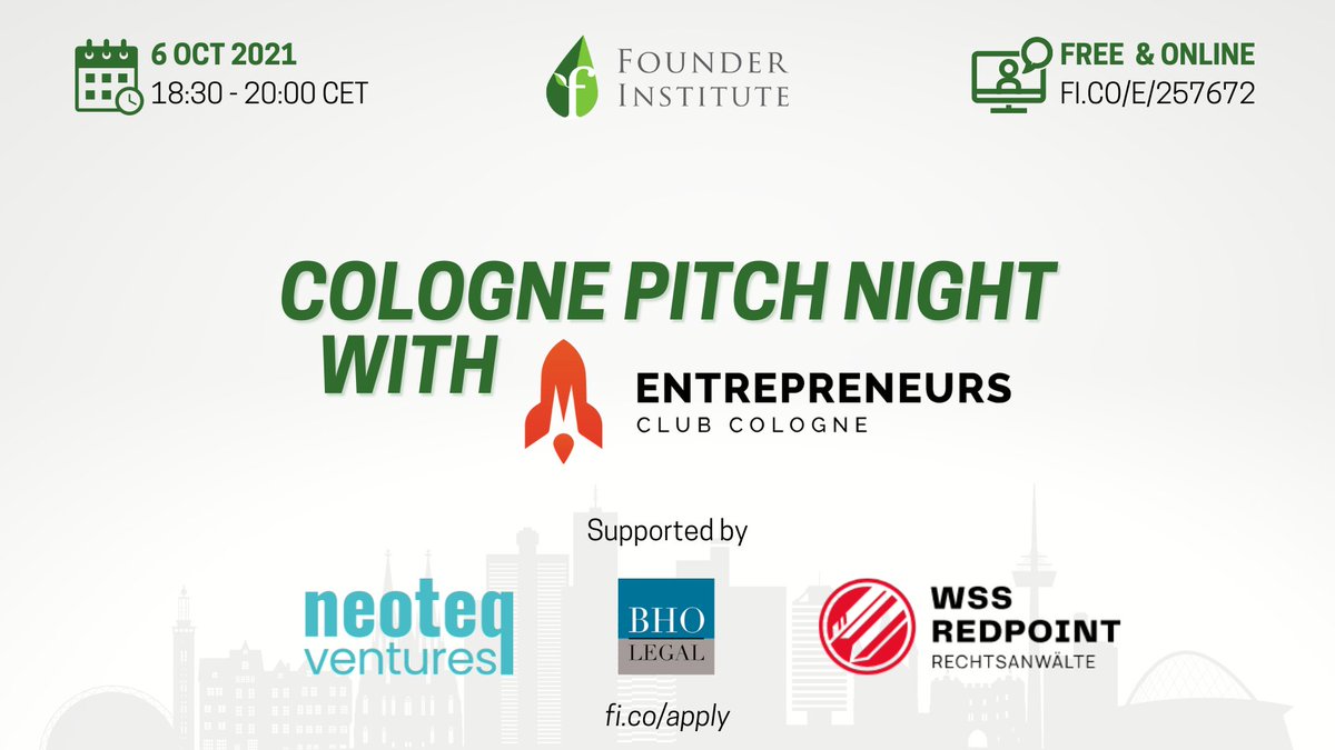FIcologne's tweet photo. ❓ Do you have a startup, or a strong idea for a startup?
❓ Could you use blunt, honest feedback on your startup ideas?
❓ Do you want to get useful ideas on how to perfect your pitch?

👀 Then join us and ECC for a pitch night: https://t.co/lyxlgBJdBv https://t.co/ufRAPzboSV