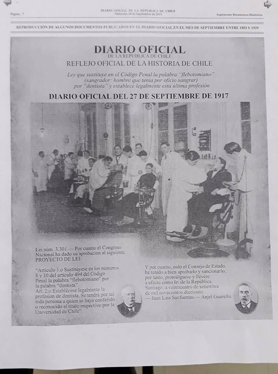 SaludCommunity's tweet photo. Un día como hoy, 27 de septiembre de 1917, se promulgó la Ley que estableció formalmente la profesión de Cirujano Dentista en Chile. 

Un saludo a tod@s los profesionales que contribuyen a mejorar la salud bucal de las personas.

#DiaDelDentista
#CirujanoDentista https://t.co/nOMBINPl9U