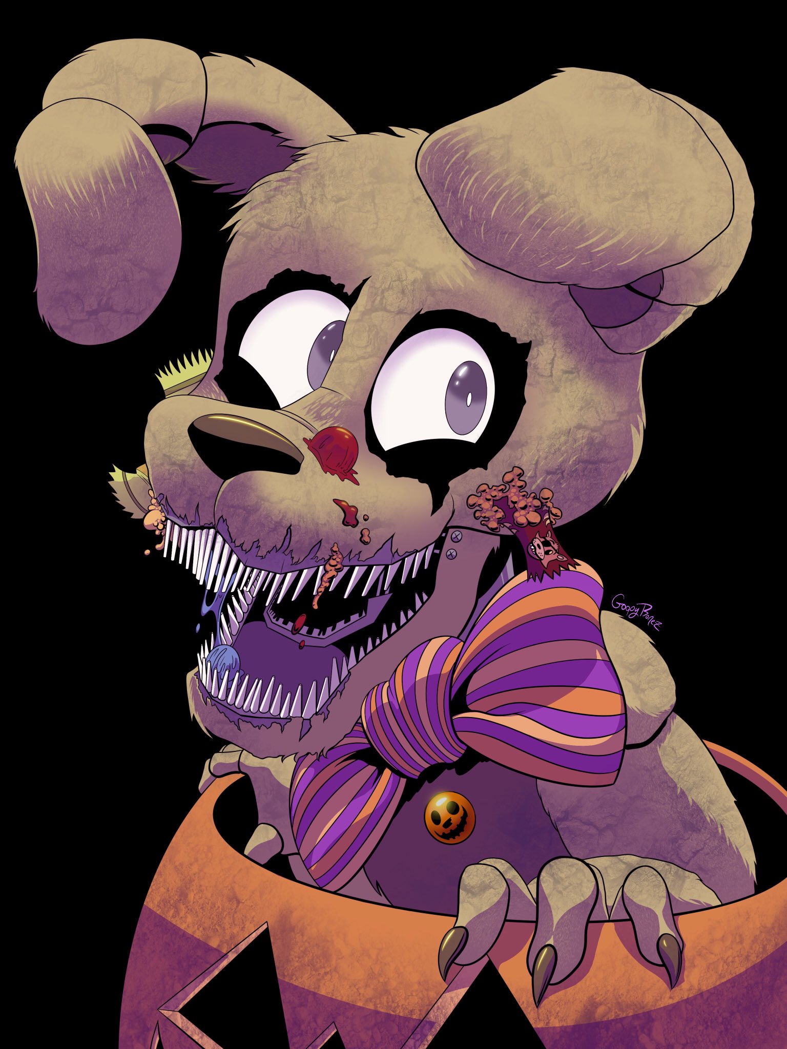 Goops on X: Behold, the candy stealing bnnuy- #plushtrap #fnaf #fnaf4  #halloween #spooky #bunny #art #artistsontwitter  /  X