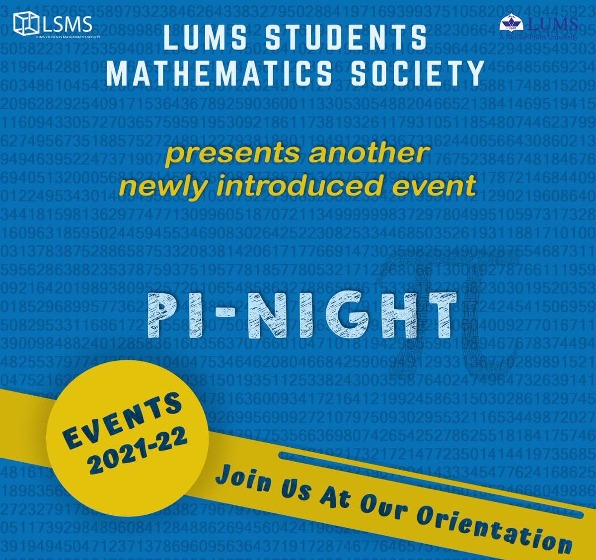 lsmslums's tweet photo. LSMS introduces PI-NIGHT🥳

A night filled with socializing, fun-filled activities, and some big prizes for the winners. And to top it all, there will be pi(e)! 🤩

Sign up for our orientation to know more about our exciting events! 👇
https://t.co/kYIQdBc2oT

#LUMS #LSMS https://t.co/z49hvgWDxR