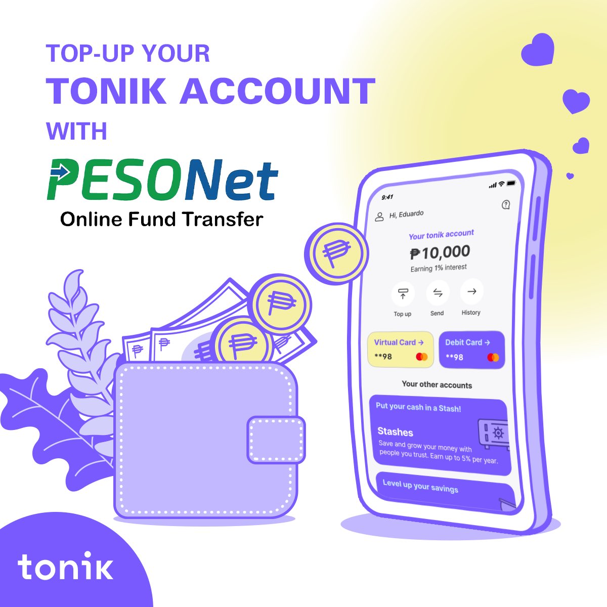 TonikBank's tweet photo. Still crowdsourcing about best ways to top up your Tonik account? Here's how you can top up your Tonik Account with PESONet
#Tonik #Neobank #NeoNormal https://t.co/svDcgjTHJa