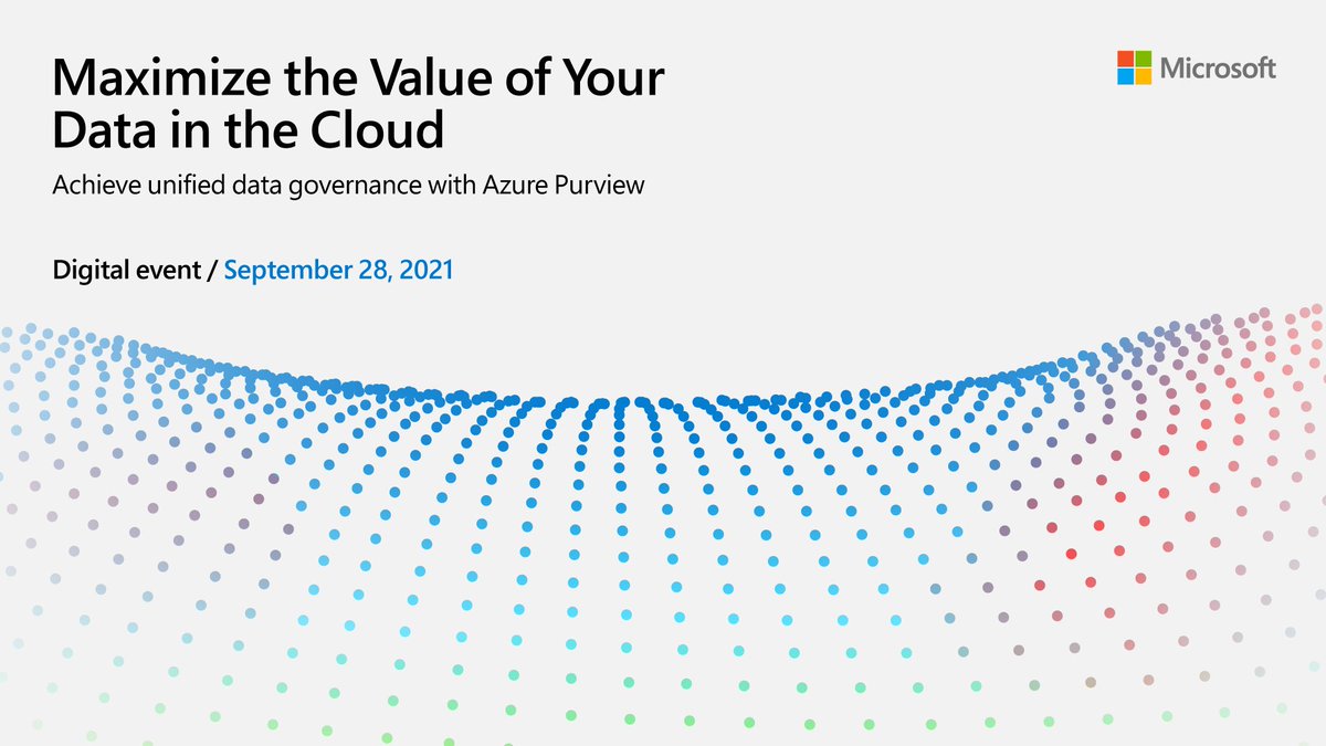 Zaman geldi! Azure Purview ile birleşik veri yönetimini iş başında görün ve önemli ürün duyurularını dinleyin. Bu ücretsiz dijital etkinlik için şimdi kaydolun: msft.it/6013XX1qd

#Azure Purview
#DataGovernance