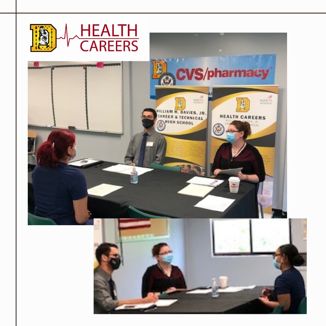 8 Health Careers Senior students were interviewed at Davies for Work-Based Learning placement as CVS Learn RX Pharmacy Technicians. All Davies students are required to earn a minimum of 80 hours of work-based learning prior to graduation.

<a href="/cvspharmacy/">CVS Pharmacy</a> #Davies2022