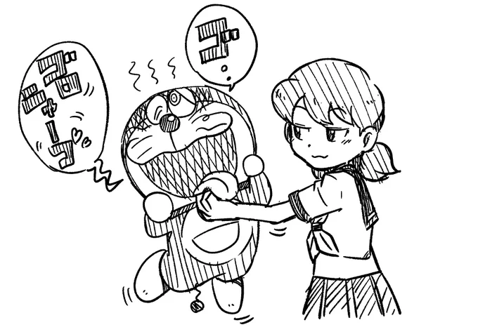 こちらはワクチンの副反応と闘いながら描いたドラえもん 