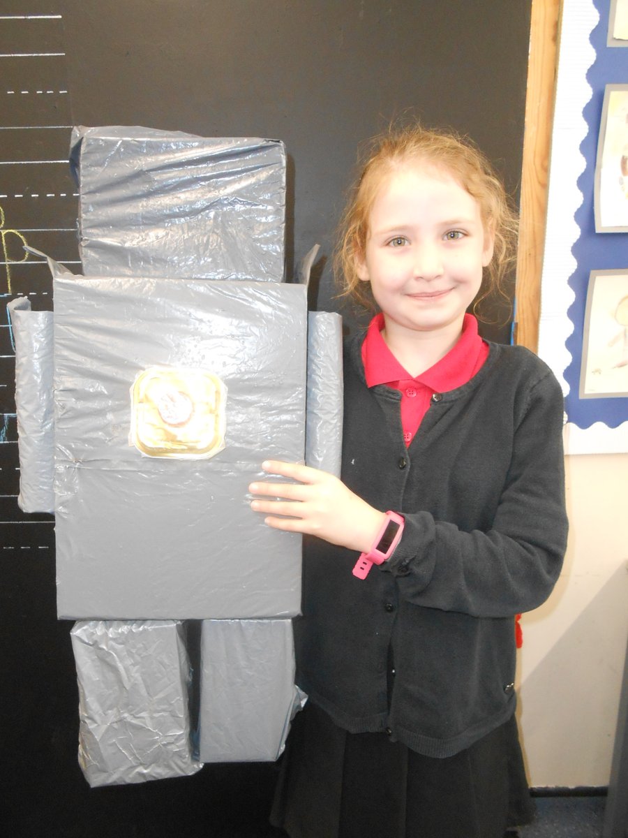 BrunswickS13's tweet photo. Emily's home learning is brilliant! She has made a fantastic robot, complete with magnetic arms, as part of Y3's Mighty Metals topic #homelearning #mightymetals https://t.co/ZhyTMnUCDi