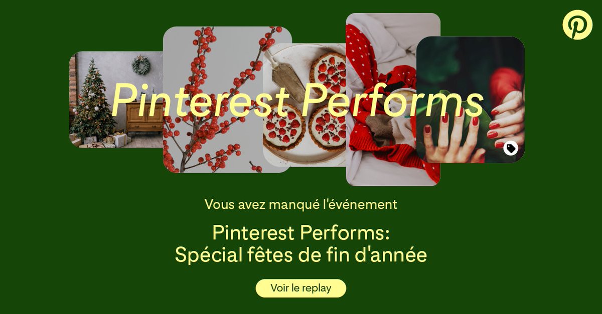CB_News's tweet photo. 🎄 Découvrez le replay de l'atelier #PinterestPerforms : Spécial Fêtes de fin d’année ! 

Au programme : des insights, des conseils ciblés et la présentation des outils dédiés pour réussir ses campagnes de fin d'année sur @PinterestFR. →  https://t.co/5e6gF6hDfv https://t.co/cAHJTPIsRn