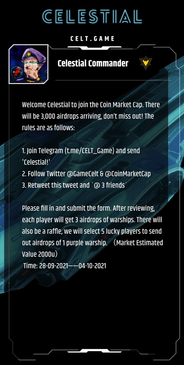 Celestial (@gamecelt) on Twitter photo 🚨🚨Another airdrop incoming:<a href="/CoinMarketCap/">CoinMarketCap</a>
🎉🎉Thank you for chosing #Celestial and listed our Token.
👇👇Finish the requests down below and fill out this form:forms.gle/jvM4qt2smqcA5b… 🚨🚨Another airdrop incoming:<a href="/CoinMarketCap/">CoinMarketCap</a>
🎉🎉Thank you for chosing #Celestial and listed our Token.
👇👇Finish the requests down below and fill out this form:forms.gle/jvM4qt2smqcA5b…