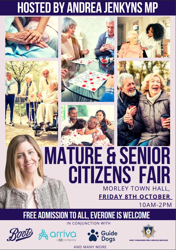 andreajenkyns's tweet photo. Don't forget to mark your calendar! 📅 

Pop in to #Morley Town Hall for the Mature &amp; Senior Citizens Fair &amp; chat to a range of useful stall holders, including on #transport, #hobbies &amp; #interests, #security &amp; #support, and other #advice!

Any time from 10am-2pm on October 8th! https://t.co/NOAUUtFUUs