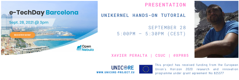 unicore_project's tweet photo. @opennebula @AWSOpen @CSUC_info @Cloudadms A pleasure to be part of the #TechDayBCN! See you there!
📢 If you haven't registered yet, you are still in time ;-)
https://t.co/iGPbYhNNj1
#OpenSource #DevOps https://t.co/tTk0HmUe4m