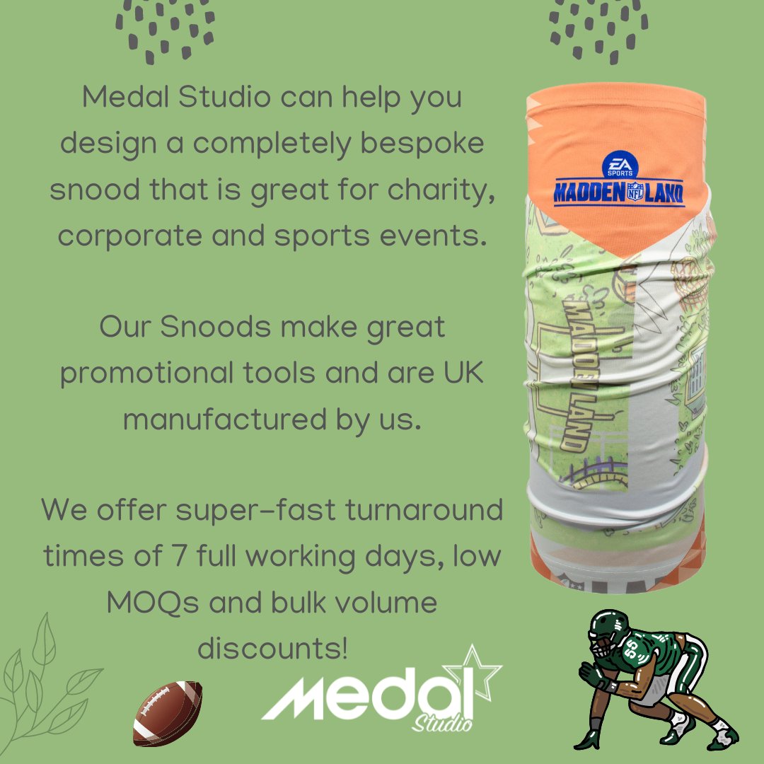 Medal Studio has recently created these fantastic snoodz that are completely customised for your business, sports team or event! 

Check out some previous designs we've done at medalstudio.com/snoodz.html

#medalstudio #EAsports #nfl #snoods #customsnoods #snoodz #medalstudiosnoods