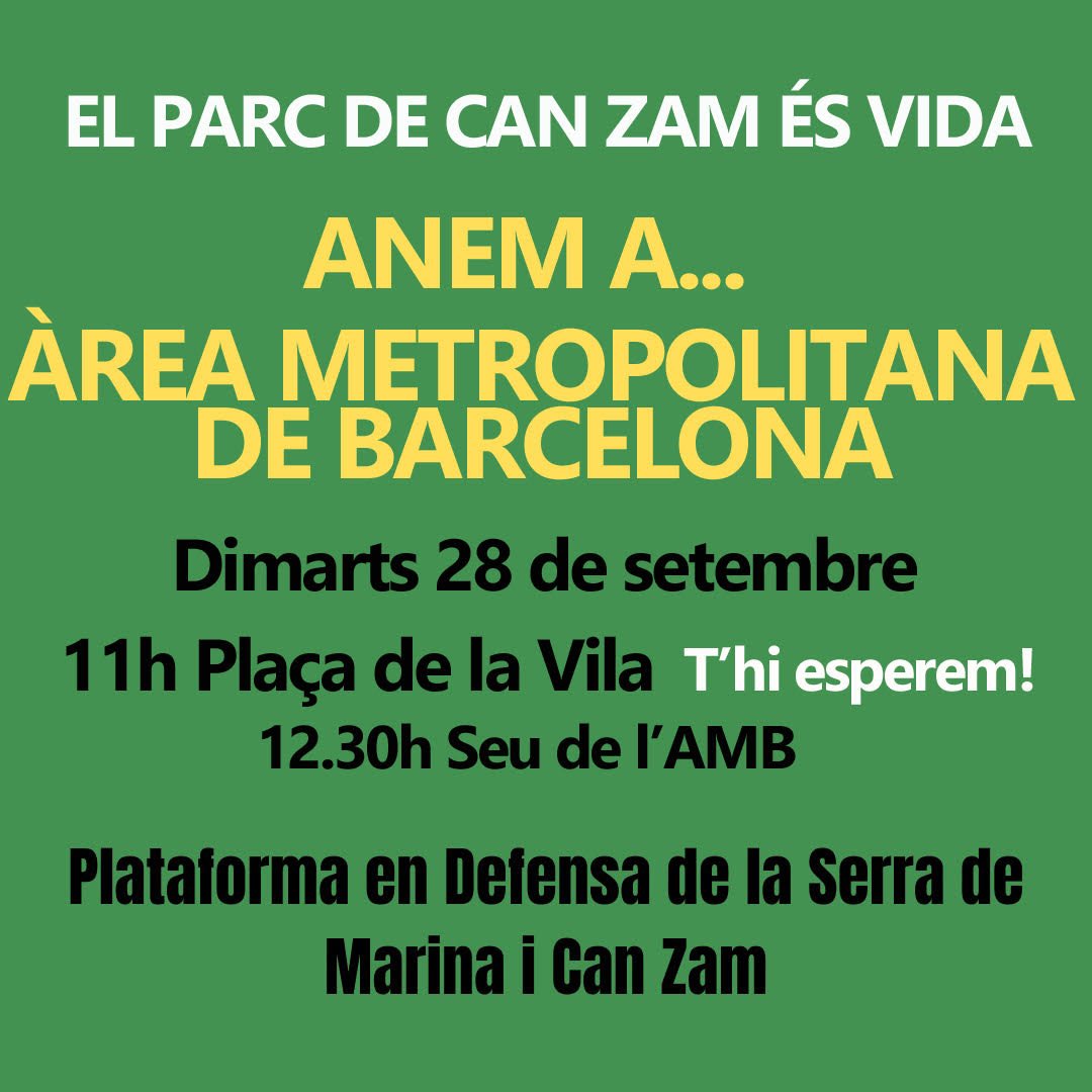 RebExtGramenet's tweet photo. L'ajuntament @scgramenet ha denegat TOTES les al·legacions presentades per TOTES les entitats (23).
És el moment d'elevar la problemàtica del parc de #CanZam a instàncies superiors. 

📢Demà dimarts concentració davant l'AMB! 

El #canviclimàtic no és cap broma 
#NoHayTiempo https://t.co/O9o4eVj1Gc