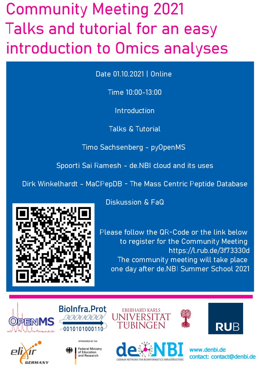 denbiOffice's tweet photo. Are you interested in #Proteomics, #Lipidomics and #Bioinformatics? Then join our next #BioInfraProt community meeting (1.10. 10:00-13:00 CEST). For more information see:https://t.co/740fpTa8XK https://t.co/HWs1cWHdRP