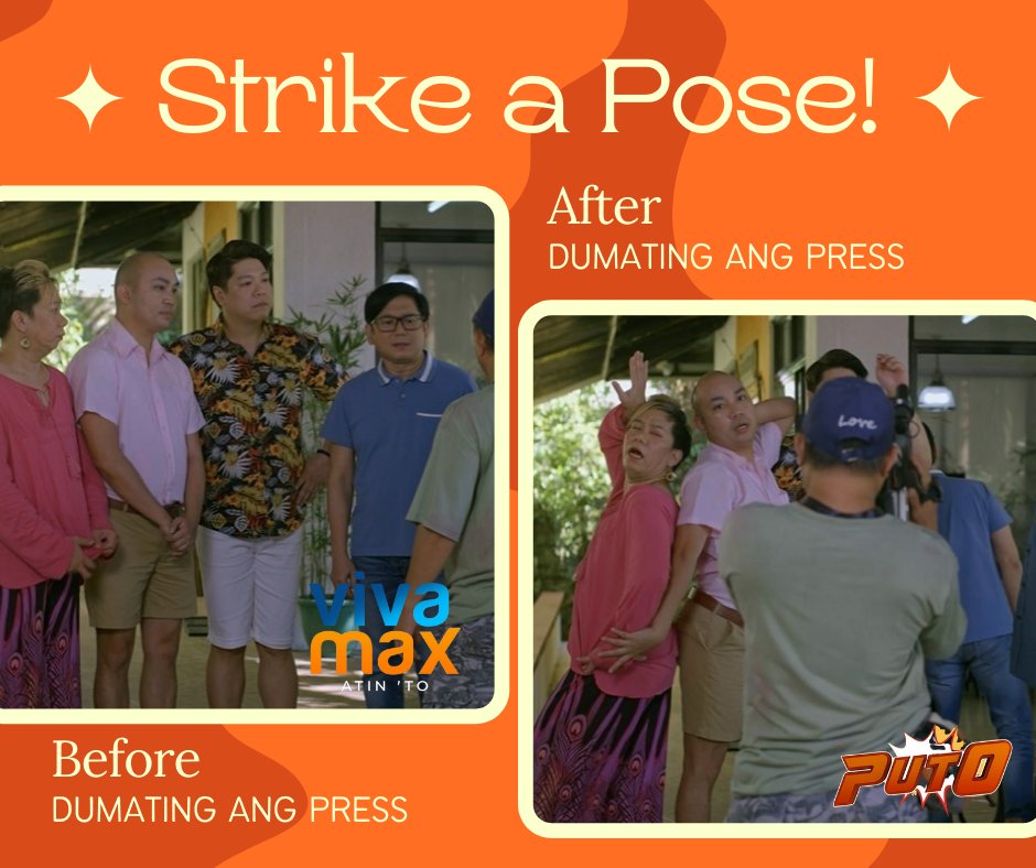 StudioVivaPH's tweet photo. Kung gaya ka ng @beksbattalion, press 1! 🤣 Pose pose din para bongga ang media exposure, andyan na ang press so why not?! Catch up na sa masayang Puto episodes, now on Vivamax. Pose! Post! https://t.co/49Fek2gCfD
