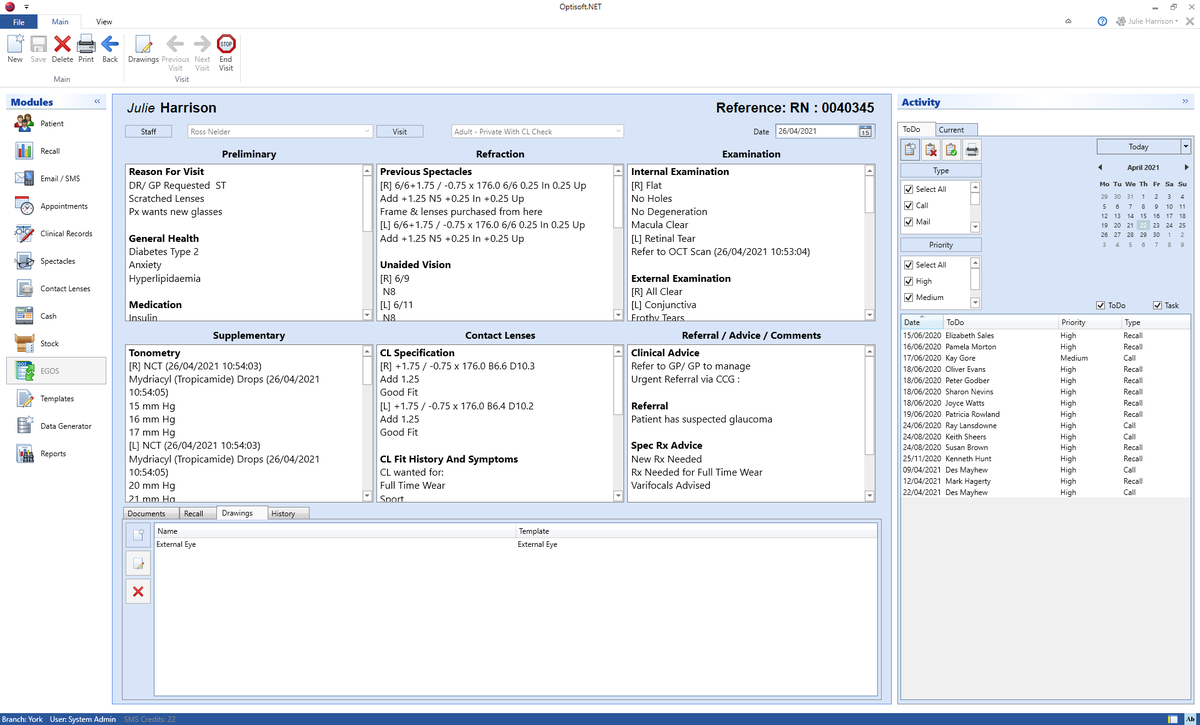 OptisoftUK's tweet image. Clinical Records in Optisoft .NET with flexible and customisable visit templates, ensure your examinations are recorded the way you want.

👇 Interested in an online demo? 👇
bit.ly/3n4k9Hh

#optisoft #optometrist #opticians #optical