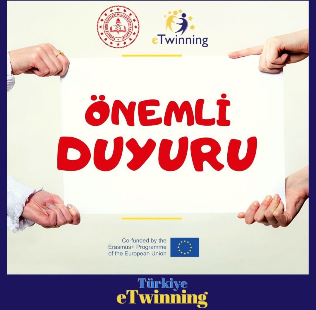 ‼️ÖNEMLİ DUYURU‼️

📣eTwinning 2022 yılı Ulusal Kalite Etiketi değerlendirme süreci için yapılan değişikliklere ve detaylara aşağıdaki linkten ulaşabilirsiniz.

🔗etwinning.meb.gov.tr/wp-content/upl…