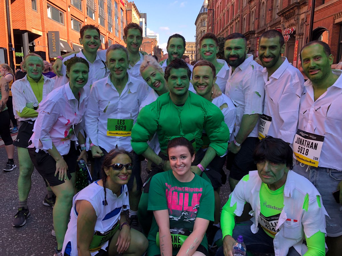 AdamBroude's tweet photo. @LouFerrigno @nealmcdonough @EricBana67 @EdwardNorton @MarkRuffalo 
A group of 16 Hulks ran the Manchester (UK) 10k race yesterday raising money for cancer. We've raised £476,788 so far and would love if you could retweet to spread the love.
#HulkSmash #IncredibleHulk #MarvelHulk https://t.co/e3MYbZnMHq