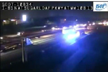 SKYFOXTraffic's tweet photo. Gwinnett Co.: Use caution, crash will slow you down in the right lane on I-85 NB at Sugarloaf Pkwy. 
#fox5atl https://t.co/X4n4UyzYIL