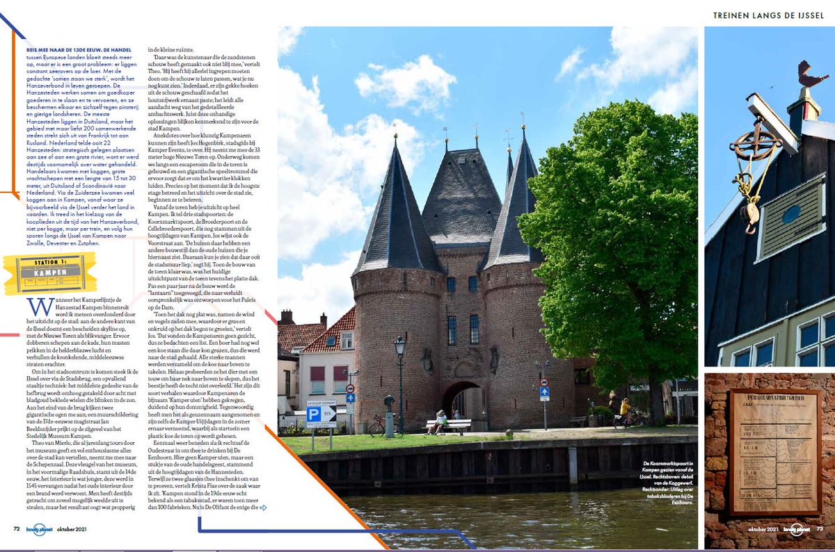 MarketingOost's tweet photo. Een stedentrip langs verschillende Hanzesteden paste goed bij hoofdredacteur Tjitske van het magazine Lonely Planet. Met de trein bezocht ze #Kampen #Zwolle #Deventer en #Zutphen. In 10 pagina’s vertelt Tjitske haar verhaal en haar eigen reistips. https://t.co/YZt10jnBjC