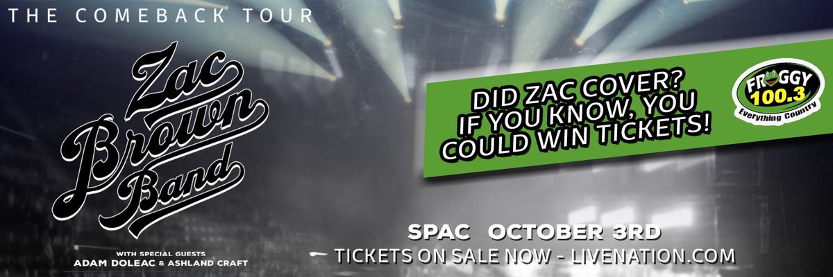 Froggy1003's tweet image. Last chance to win tickets to see @zacbrownband @SPACsaratoga @livenationtoga #ZacBrownBand #Froggy1003 

froggy1003.com/2021/09/24/win…