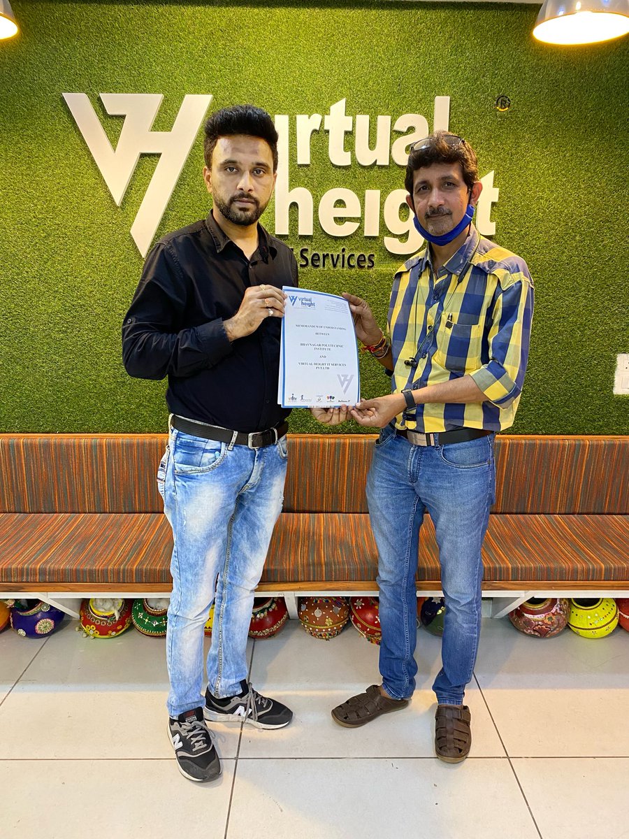 VirtualHeight's tweet photo. The signing of MoU with BHAVNAGAR POLYTECHNIC INSTITUTE.
π https://t.co/Rk7fVWt8Ck
.
.
.
#SigningMoU #BHAVNAGARPOLYTECHNICINSTITUTE #LifeAtVirtualHeight #MoU #BestApplicationDevelopmentCompany #appandwebdevelopment #ahmedabadcompany #WebDevelopment #Appdevelopment https://t.co/DCNuryC3LO