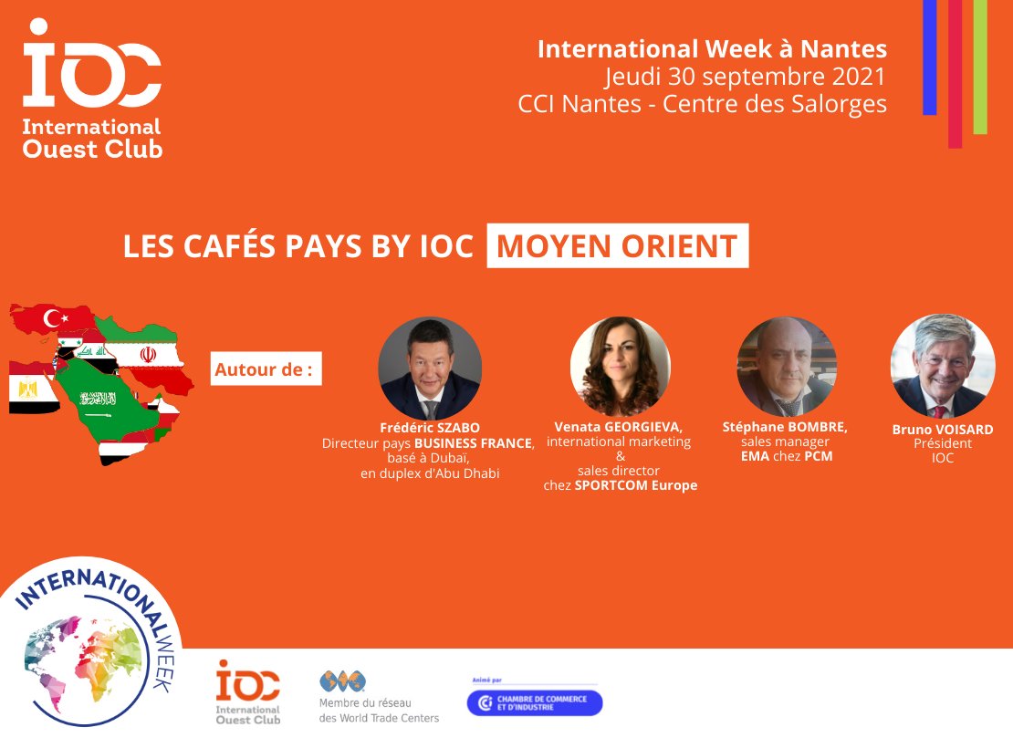 ClubIOC's tweet photo. 🌎 [Le 30 Septembre 2021] Café Pays by IOC : Le Moyen-Orient, zone à haut potentiel pour les entreprises innovantes.

↪️ Infos et inscriptions : https://t.co/uk9DLWxW5T 
#Internationalweek #exportation #international #joinIOC #tousalexport https://t.co/xVVf9DBEEO