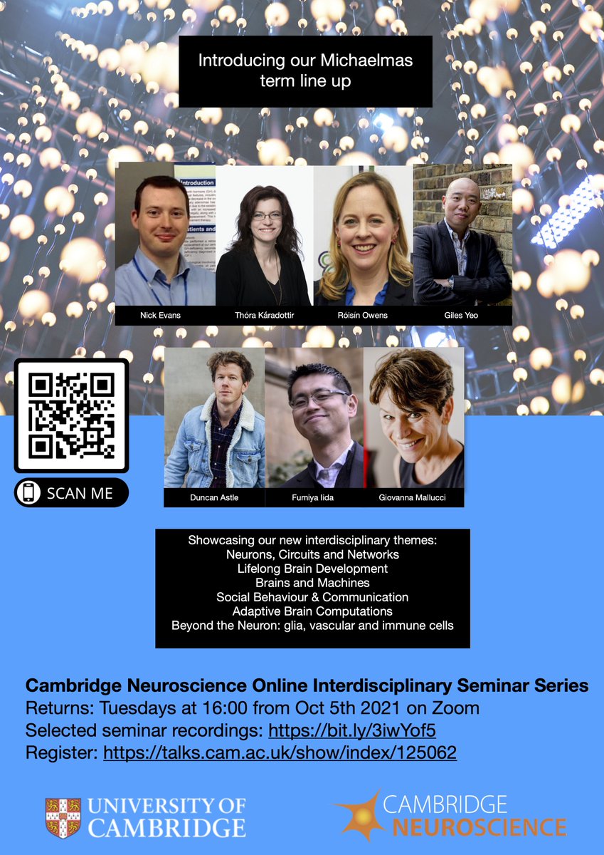 Cam Neuroscience (@camneuro) on Twitter photo Great way to start a Monday - here is our Amazing Michaelmas line up for our Online Interdisciplinary Seminar Series
🧠Open to All🎉
📢Starts next Tuesday with <a href="/nr_evans/">Nicholas Evans</a>
✍️ Sign up for Talks: bit.ly/3uhlxry
📽️ Catch up on previous talks: bit.ly/3ocoGZ2
Pls RT! Great way to start a Monday - here is our Amazing Michaelmas line up for our Online Interdisciplinary Seminar Series
🧠Open to All🎉
📢Starts next Tuesday with <a href="/nr_evans/">Nicholas Evans</a>
✍️ Sign up for Talks: bit.ly/3uhlxry
📽️ Catch up on previous talks: bit.ly/3ocoGZ2
Pls RT!