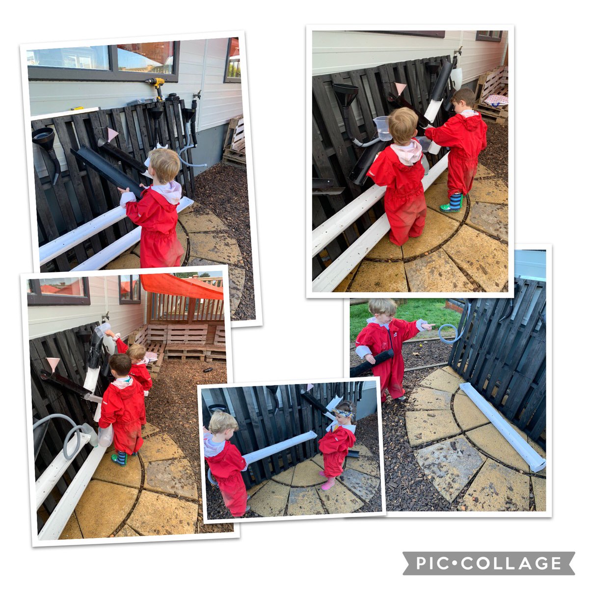 ELC_StP's tweet photo. With input from our children we created a water wall, using tubes, funnels and various sized bottles.
We discussed the flow and speed of water.
#outdoorlearning #funwithwater https://t.co/WTx46tgHRy