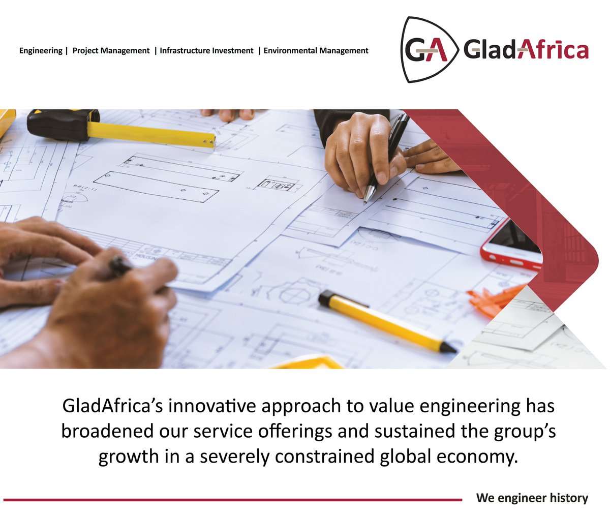 GladAfricaGroup's tweet photo. GladAfrica’s innovative approach to value engineering has broadened our service offerings and sustained the group’s growth in a severely constrained global economy. 
#WeEngineerHistory #ThePartnerOfChoice #GladAfricaGroup #ValueEngineering #EngineeringExcellence #InnovativeTeams https://t.co/XpncDZF3vJ