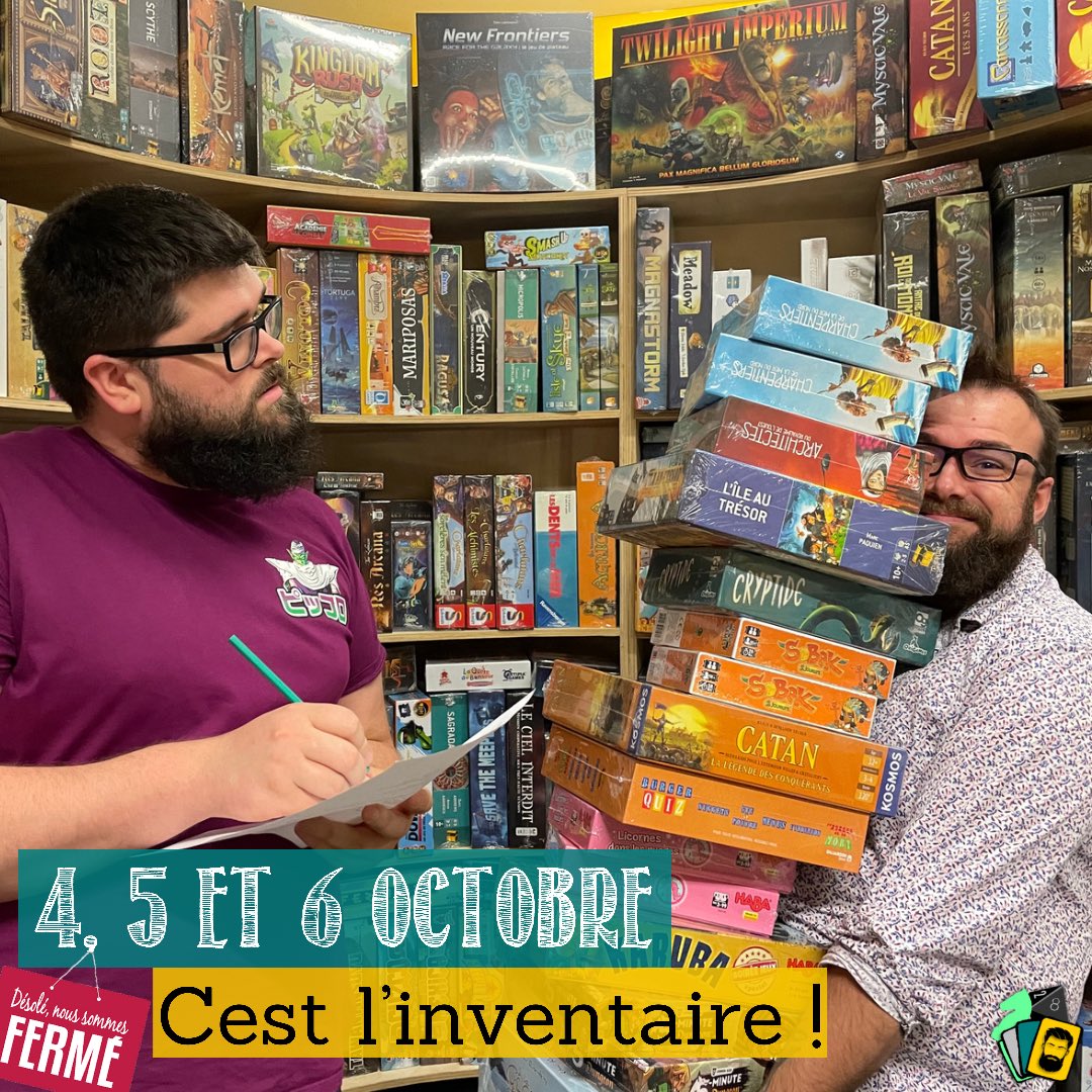 InstantLudique's tweet photo. Vous le savez on a l’habitude de cacher des boites un peu partout 😁, et il est temps de les retrouver 🔍 et surtout de les compter 🧮

La boutique et la salle de jeu seront donc fermées lundi 4, mardi 5 et mercredi 6 octobre toute la journée ⏰
#linstantludique #bethune #j2s https://t.co/0Q7OkMdWH0