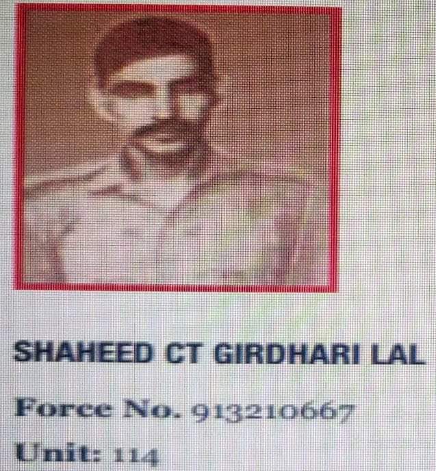 priority_n's tweet photo. Join me in paying homage to,

CT GIRDHARI LAL
#114BN @crpfindia
on his Balidan Diwas today

Ct Girdhari Lal sacrificed himself in a joint operation against terrorists in Kalisamour, #Budgam, J&amp;K in 2002

#KnowYourHeroes
#CRPF
@manhasvikas41 https://t.co/QPMVJk4ViC