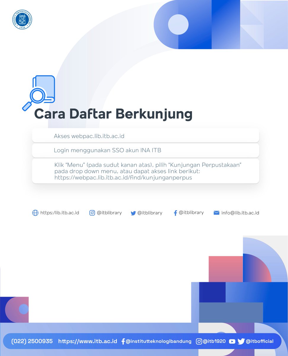 itbofficial's tweet photo. Hai sivitas akademika ITB, akhirnya @ITBLibrary sudah akan dibuka kembali loh mulai Hari Selasa, tanggal 28 September 2021. Jam layanan 09.00 - 14.30 WIB. Informasi lebih lanjut di laman https://t.co/qS0EHqT8I4
#library https://t.co/mIeMeQzWo3