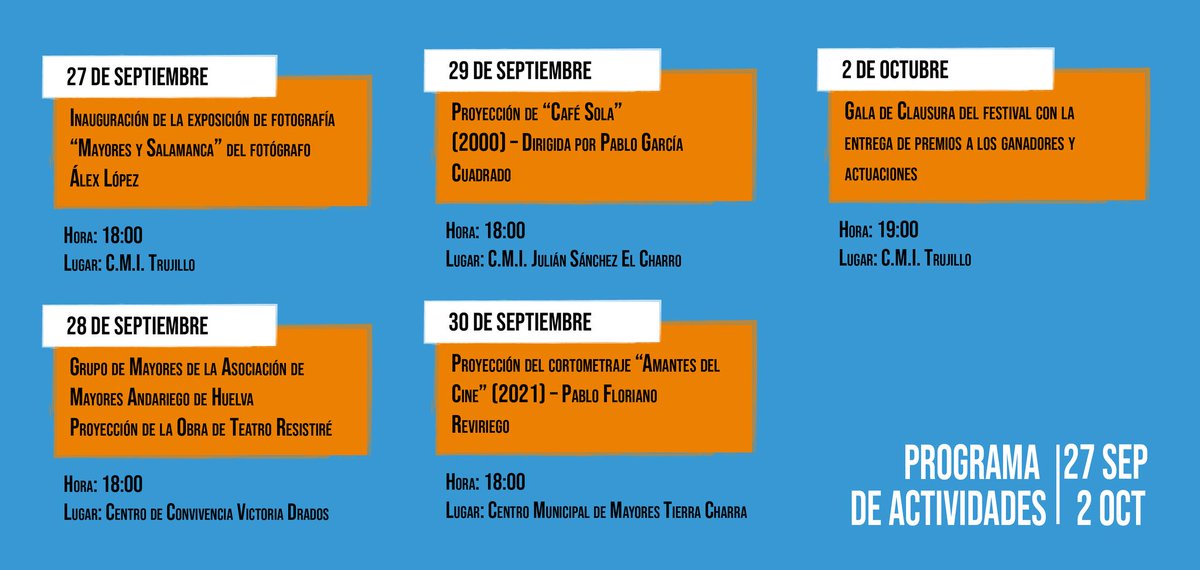 ➡️Os presentamos el programa de actividades de la VI Edición de FICMA🎬

No os perdáis todas los eventos que tenemos preparados🤗📽🎭📷

#ficmasalamanca2021