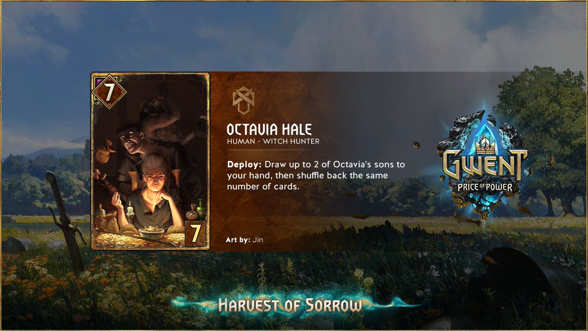 TeamKreve's tweet photo. "If there's yet to be a witch burned in your town, 'tis only because the Hales have yet to visit." 💰

A big thank you to @PlayGwent for the #HarvestOfSorrow reveal! 

Read more: https://t.co/u0PKR5sX3h https://t.co/wXtgHrLkqB