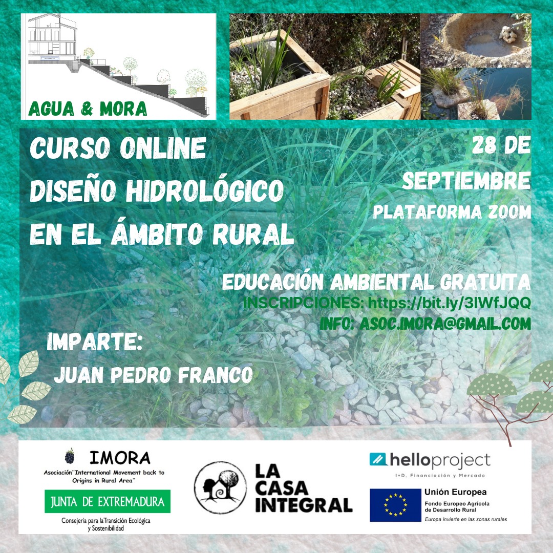 La <a href="/AsociacionIMORA/">IMORA</a> te ofrece la oportunidad de recibir educación ambiental gratuita.
Reutilización de Aguas Residuales en Entornos Rurales como medio de Desarrollo Rural Sostenible.
Inscripciones: bit.ly/3lWfJQQ